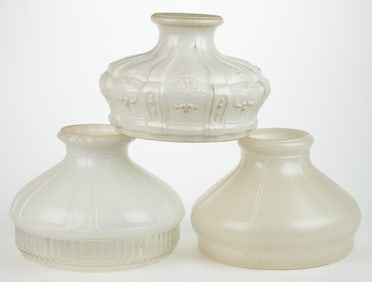 ASSORTED ALADDIN ENAMELED KEROSENE LAMP SHADES, LOT OF THREE