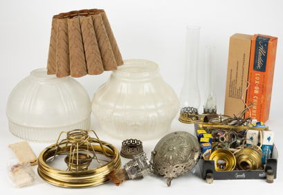 ASSORTED ALADDIN AND OTHER LIGHTING PARTS AND RELATED, UNCOUNTED LOT