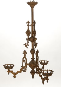 BRADLEY AND HUBBARD CAST-IRON THREE-ARM CHANDELIER HANGING LAMP FRAME