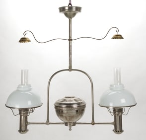 STANDARD OIL COMPANY "RAYO" DOUBLE-ARM PENDANT HANGING LAMP