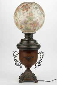 MIXED METALS KEROSENE TABLE / PARLOR LAMP