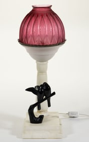 MARBLE FIGURAL BOUDIER ELECTRIC TABLE LAMP