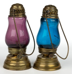 BRASS SKATER'S LANTERNS, LOT OF TWO