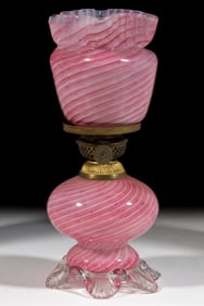 CANDY-STRIPE SWIRL ART GLASS MINIATURE LAMP