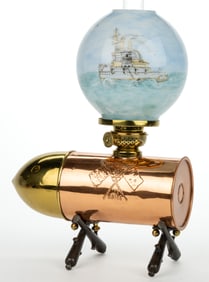 BRASS AND COPPER ADMIRAL DEWEY'S MINIATURE FIGURAL LAMP