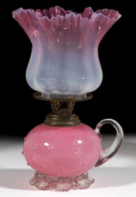 CASED THORN PATTERNED ART GLASS MINIATURE FINGER LAMP
