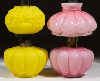 ASSORTED CASED MELON RIBBED FONTS MINIATURE LAMPS, LOT OF TWO