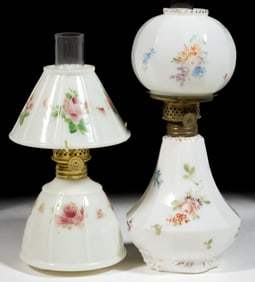 ASSORTED PAIRPOINT DECORATED MINIATURE LAMPS, LOT OF TWO