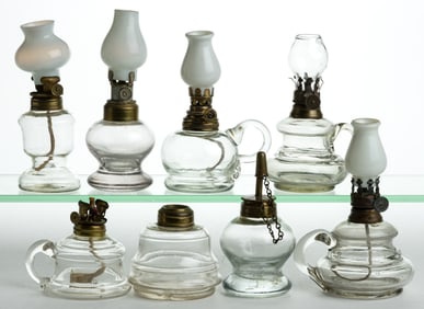 ASSORTED PATTERNED MINIATURE LAMPS, LOT OF EIGHT
