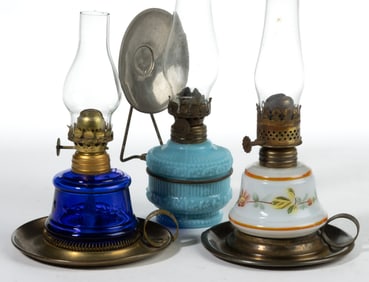 ASSORTED PATTERNED MINIATURE LAMPS, LOT OF THREE