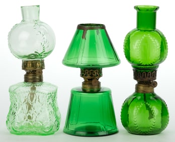 ASSORTED PATTERNED MINIATURE LAMPS, LOT OF THREE
