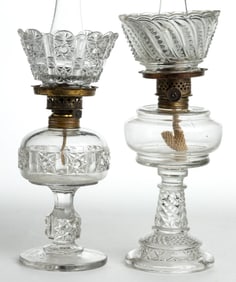 ASSORTED PATTERNED MINIATURE STAND LAMPS, LOT OF TWO
