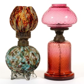 ASSORTED PATTERNED MINIATURE LAMPS, LOT OF TWO