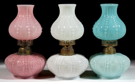 NEW MARTINSVILLE NO. 800 / BY-THE-SEA MINIATURE LAMPS, LOT OF THREE
