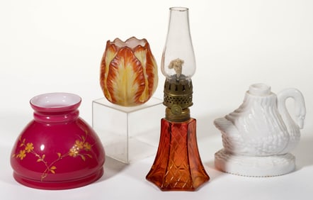 ASSORTED MINIATURE LAMP PARTS, LOT OF FOUR