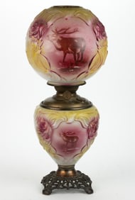 VICTORIAN TRANSFER-DECORATED PARLOR / GONE WITH THE WIND LAMP