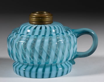 MARKHAM SWIRL BAND - OPALESCENT STRIPES KEROSENE FOOTED FINGER LAMP