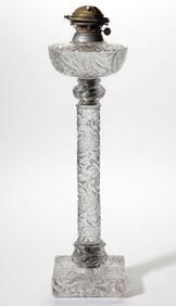 FRENCH BACCARAT CRYSTAL PINWHEEL PATTERNED KEROSENE BANQUET LAMP