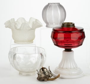 ASSORTED GLASS LIGHTING ARTICLES, LOT OF FIVE