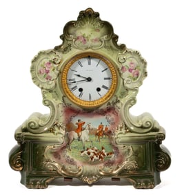 SETH THOMAS CHINA CASE MANTLE / SHELF CLOCK