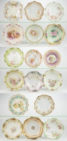R.S. PRUSSIA PORCELAIN FLORAL MOTIF BOWLS, LOT OF 17