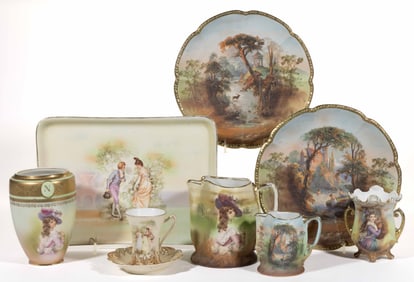 ROYAL BAYREUTH PORCELAIN TAPESTRY AND OTHER ARTICLES, LOT OF EIGHT