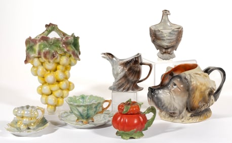 ROYAL BAYREUTH PORCELAIN FIGURAL ARTICLES, LOT OF SEVEN