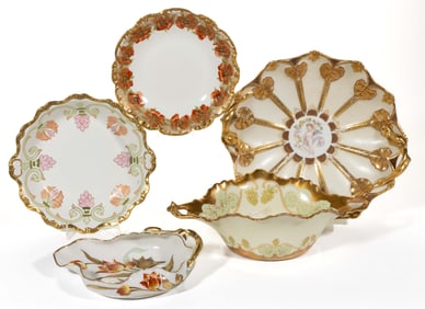 FRENCH LIMOGES PORCELAIN BOWLS, LOT OF FIVE
