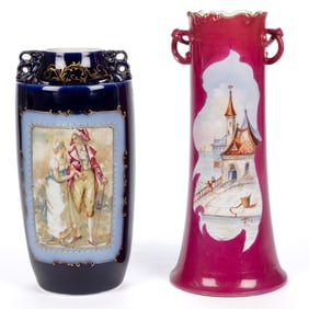 FRENCH / AMERICAN PAIRPOINT LIMOGES PORCELAIN VASE, LOT OF TWO