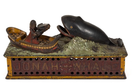 JONAH AND THE WHALE CAST-IRON MECHANICAL BANK