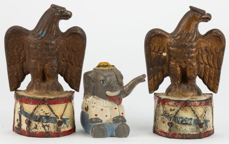 HUBLEY CAST-IRON CIRCUS ELEPHANT STILL / PENNY BANK