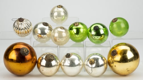 ANTIQUE GERMAN KUGEL CHRISTMAS ORNAMENTS, LOT OF 12