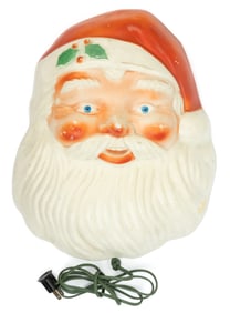 NOMA HARD PLASTIC BLOW MOLD LIGHTED HANGING SANTA FACE