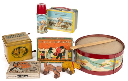 ASSORTED TIN LITHOGRAPHED AND OTHER CHILDREN'S TOYS, LOT OF NINE