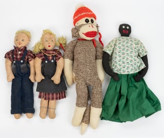 ASSORTED CLOTH DOLLS, LOT OF FOUR