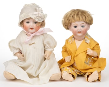 ASSORTED JAPANESE / NIPPON MORIMURA BROTHERS BISQUE-HEAD CHILD DOLLS, LOT OF TWO