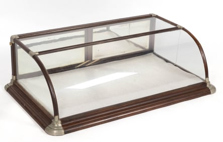 AMERICAN COUNTRY STORE WALNUT AND NICKEL-PLATED COUNTER-TOP DISPLAY CASE / CABINET