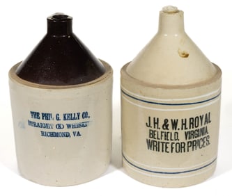 RICHMOND, VIRGINIA MERCHANT'S STONEWARE ADVERTISING JUGS, LOT OF TWO