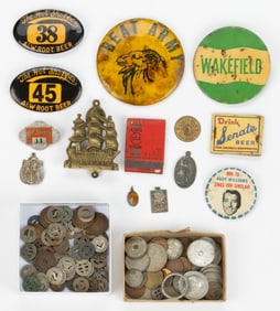 ASSORTED ADVERTISING, TOKENS, AND OTHER COLLECTIBLES, UNCOUNTED LOT