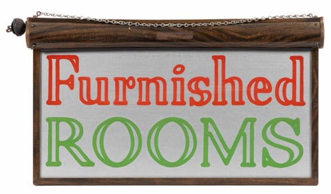 "FURNISHED ROOMS" LIGHT-UP SIGN