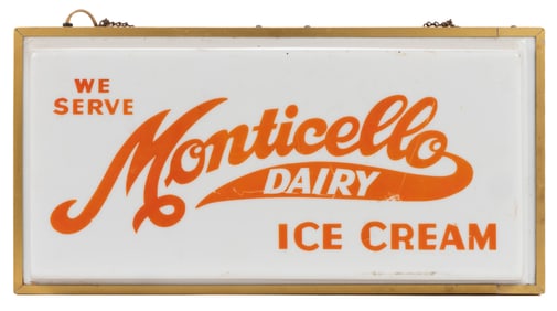 MONTICELLO DAIRY ICE CREAM LIGHTED ADVERTISING SIGN