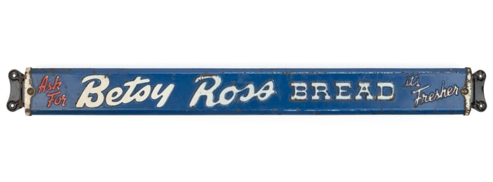 BETSY ROSS BREAD EMBOSSED-TIN DOOR PUSH / SIGN