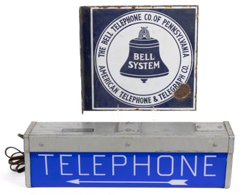 ASSORTED AMERICAN TELEPHONE SIGNS, LOT OF TWO