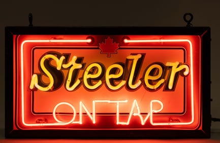 CANADIAN "STEELER" BEER NEON HANGING SIGN