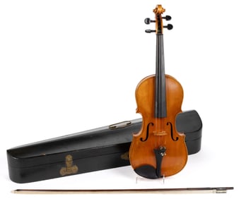 SCHUSTER & CO. ATTRIBUTED GERMAN VIOLIN WITH LABELED CASE