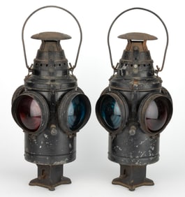 DRESSEL ARLINGTON, NEW JERSEY RAILROAD SWITCH LANTERNS, PAIR