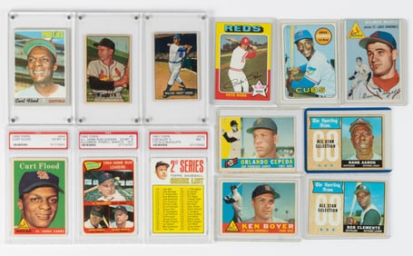 ASSORTED VINTAGE BASEBALL CARDS, LOT OF 13, SOME PSA GRADED