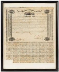 CHESAPEAKE & OHIO CANAL CO., BALTIMORE, MARYLAND $1,000 BOND
