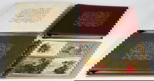 ANTIQUE GREETINGS / HOLIDAY POST CARDS IN FOUR ALBUMS