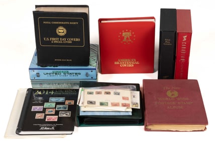 UNITED STATES AND FOREIGN POSTAGE STAMPS AND COVERS COLLECTION IN TWO BOXES